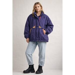 Vintage Ski Jacket IZZI 90s Colorblock Insulated Coat Large Full Zip Oversized